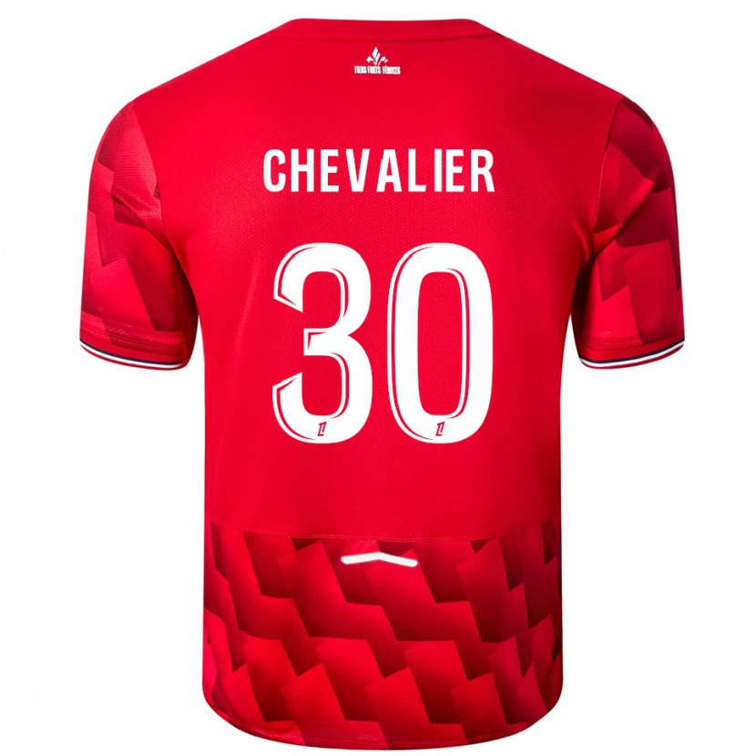 Danxen Femme Maillot Lucas Chevalier #30 Rouge Blanc Tenues Domicile 2025/26 T-Shirt