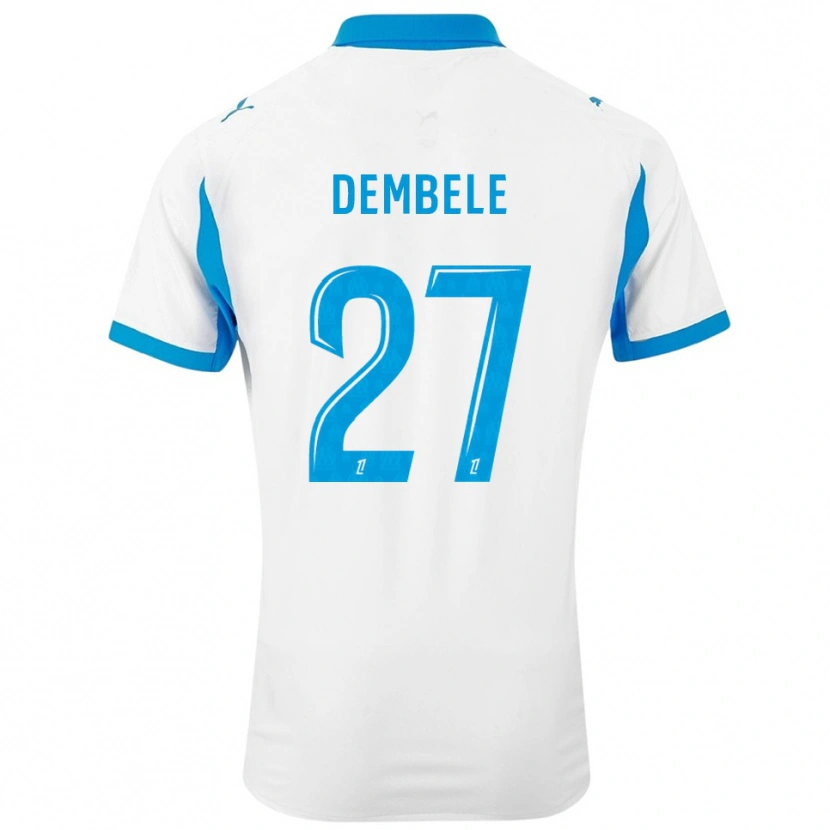 Danxen Femme Maillot Coumba Dembélé #27 Blanc Bleu Ciel Tenues Domicile 2025/26 T-Shirt