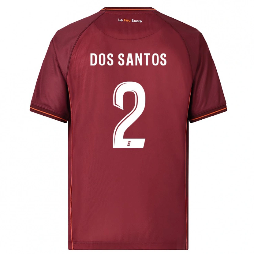 Danxen Femme Maillot Tahirys Dos Santos #2 Bourgogne Blanc Tenues Domicile 2025/26 T-Shirt