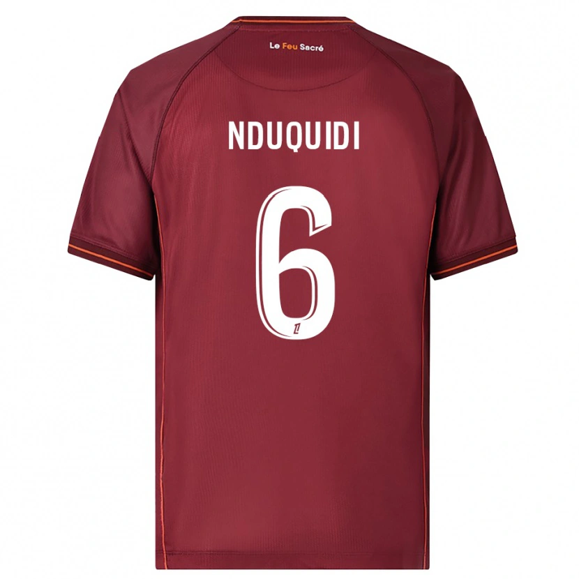 Danxen Femme Maillot Joseph Nduquidi #6 Bourgogne Blanc Tenues Domicile 2025/26 T-Shirt