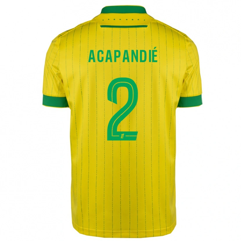 Danxen Femme Maillot Mathieu Acapandié #2 Jaune Vert Tenues Domicile 2025/26 T-Shirt