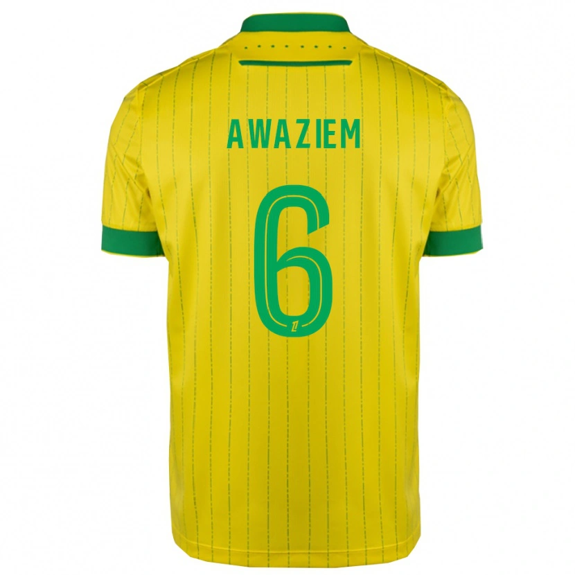 Danxen Femme Maillot Chidozie Awaziem #6 Jaune Vert Tenues Domicile 2025/26 T-Shirt