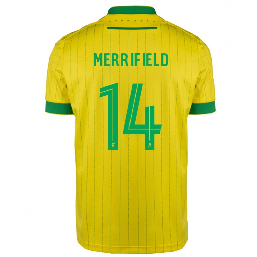 Danxen Femme Maillot Loan Merrifield #14 Jaune Vert Tenues Domicile 2025/26 T-Shirt
