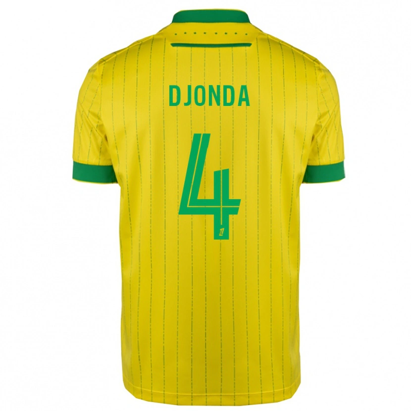 Danxen Femme Maillot Christian Djonda #4 Jaune Vert Tenues Domicile 2025/26 T-Shirt