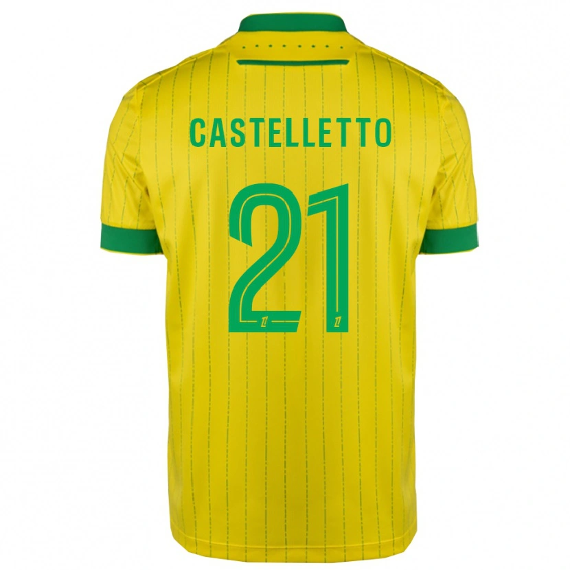 Danxen Femme Maillot Jean-Charles Castelletto #21 Jaune Vert Tenues Domicile 2025/26 T-Shirt