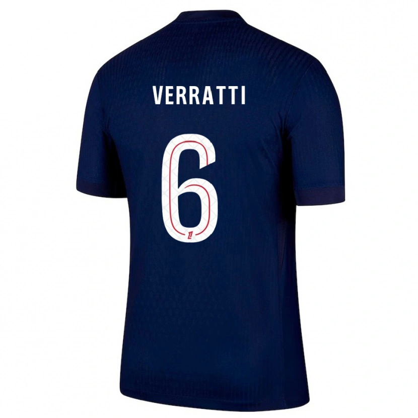 Danxen Femme Maillot Marco Verratti #6 Marine Rouge Tenues Domicile 2025/26 T-Shirt