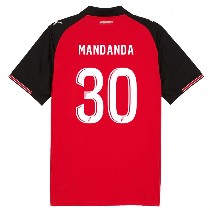 Danxen Femme Maillot Steve Mandanda #30 Rouge Noir Tenues Domicile 2025/26 T-Shirt