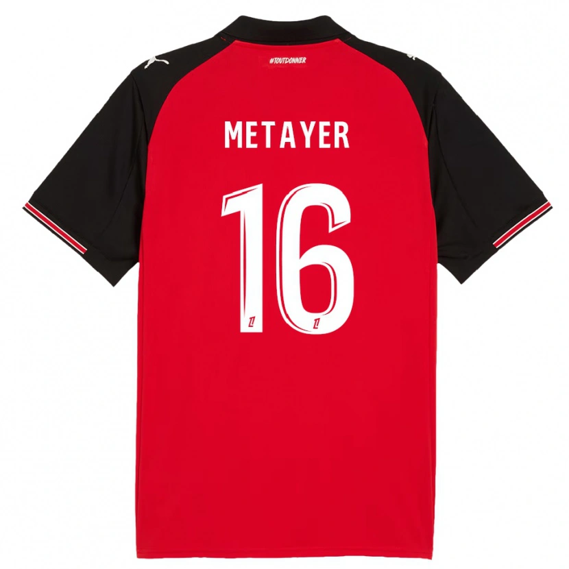 Danxen Femme Maillot Maxence Metayer #16 Rouge Noir Tenues Domicile 2025/26 T-Shirt