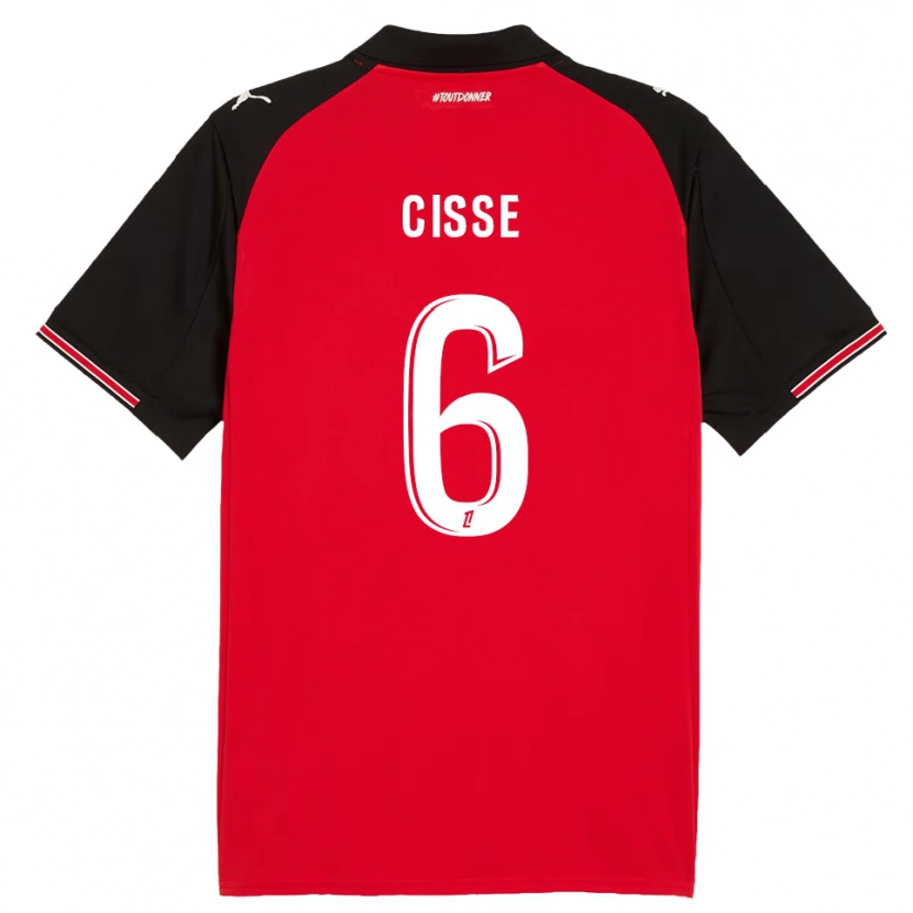 Danxen Femme Maillot Djaoui Cissé #6 Rouge Noir Tenues Domicile 2025/26 T-Shirt