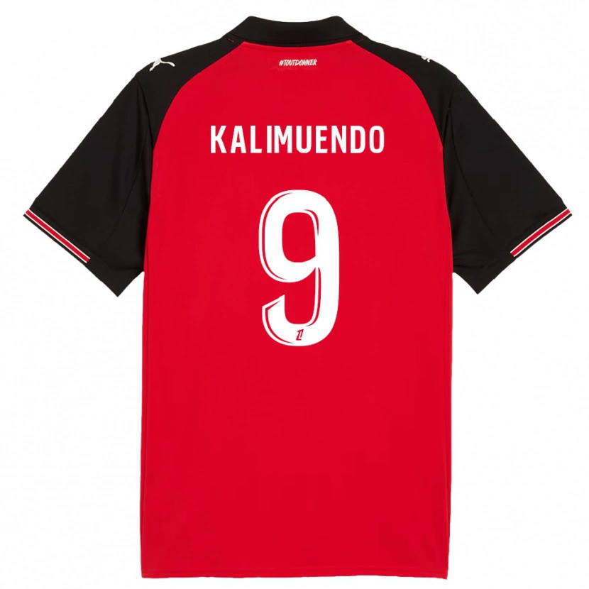 Danxen Femme Maillot Arnaud Kalimuendo #9 Rouge Noir Tenues Domicile 2025/26 T-Shirt