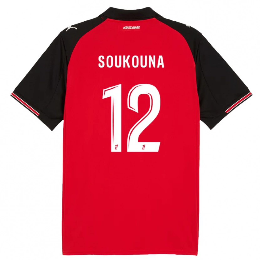 Danxen Femme Maillot Isiaka Soukouna #12 Rouge Noir Tenues Domicile 2025/26 T-Shirt
