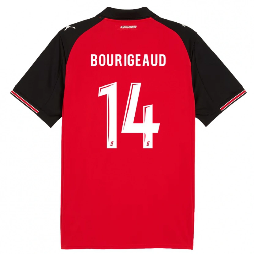 Danxen Femme Maillot Benjamin Bourigeaud #14 Rouge Noir Tenues Domicile 2025/26 T-Shirt