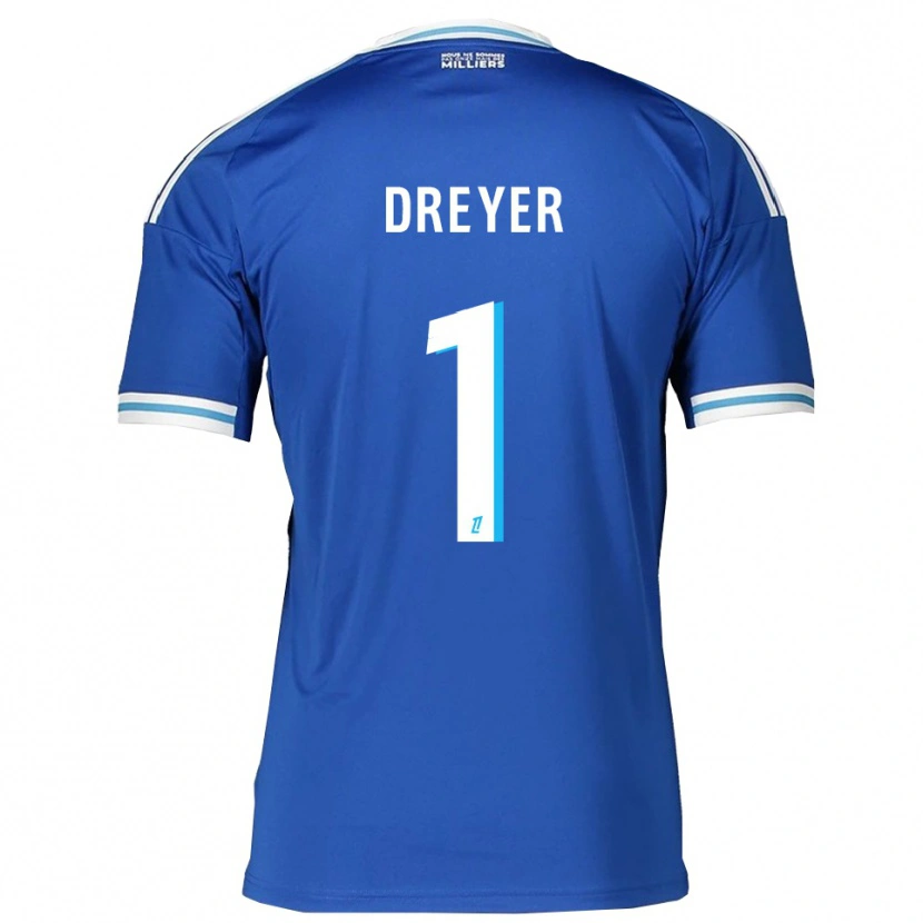 Danxen Femme Maillot Matthieu Dreyer #1 Bleu Blanc Tenues Domicile 2025/26 T-Shirt