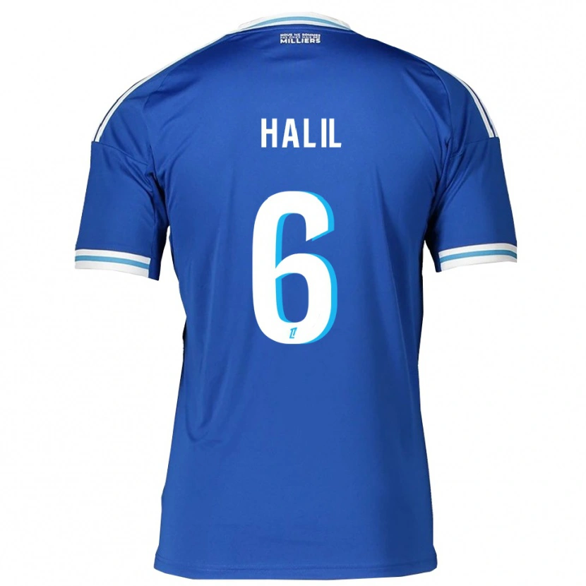 Danxen Femme Maillot Fouad Halil #6 Bleu Blanc Tenues Domicile 2025/26 T-Shirt