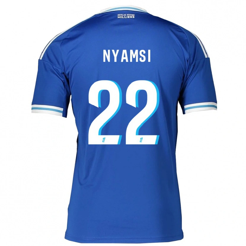 Danxen Femme Maillot Gerzino Nyamsi #22 Bleu Blanc Tenues Domicile 2025/26 T-Shirt
