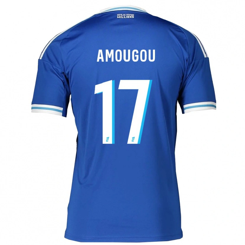 Danxen Femme Maillot Mathis Amougou #17 Bleu Blanc Tenues Domicile 2025/26 T-Shirt