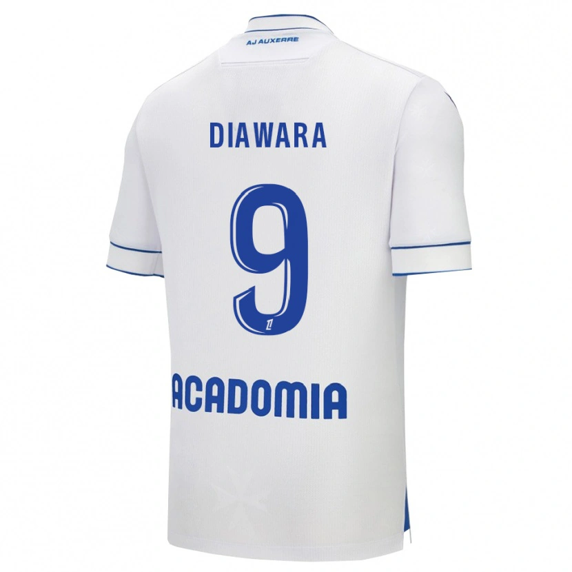 Danxen Femme Maillot Tidiane Diawara #9 Blanc Bleu Tenues Domicile 2025/26 T-Shirt