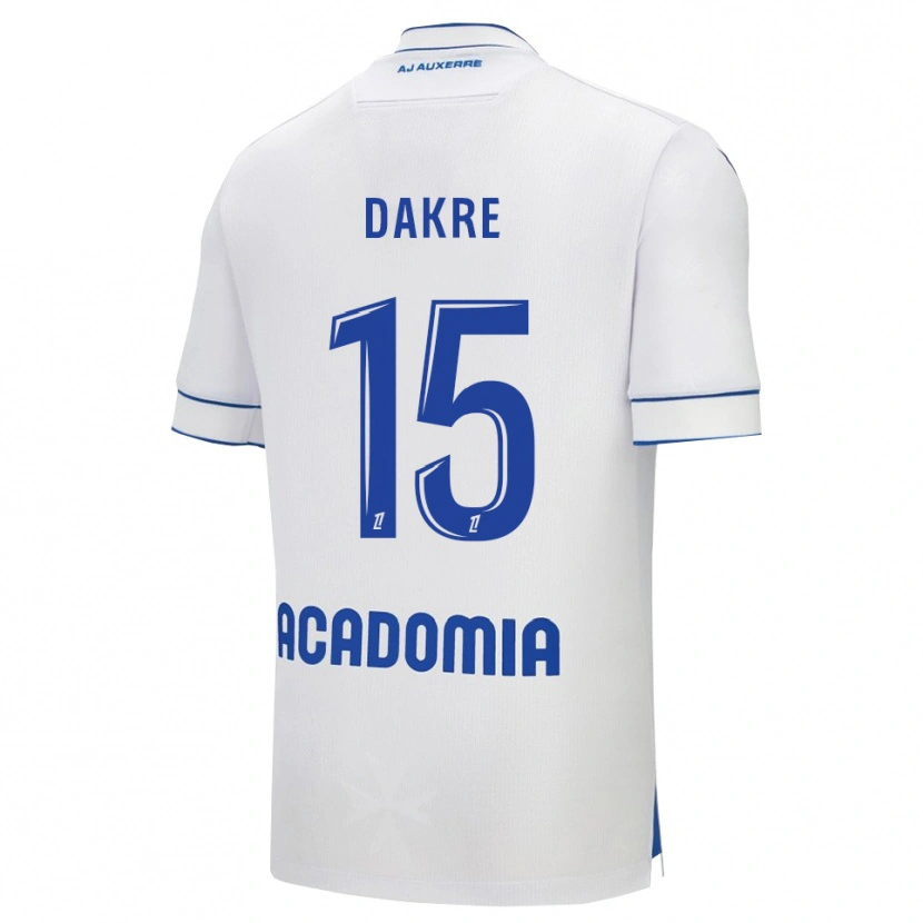 Danxen Femme Maillot Valentin Dakre #15 Blanc Bleu Tenues Domicile 2025/26 T-Shirt