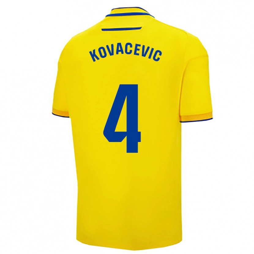 Danxen Femme Maillot Bojan Kovacevic #4 Jaune Marine Tenues Domicile 2025/26 T-Shirt