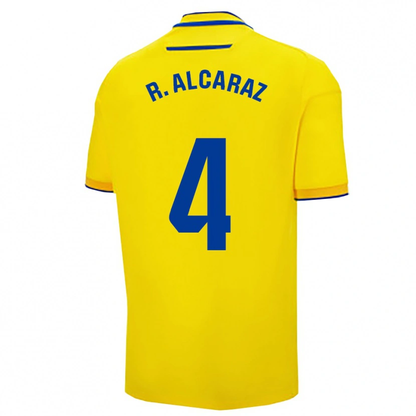 Danxen Femme Maillot Rubén Alcaraz #4 Jaune Marine Tenues Domicile 2025/26 T-Shirt