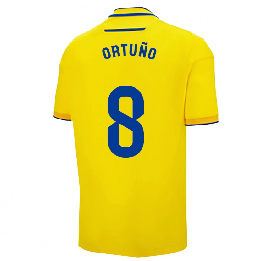 Danxen Femme Maillot Sergio Ortuño #8 Jaune Marine Tenues Domicile 2025/26 T-Shirt