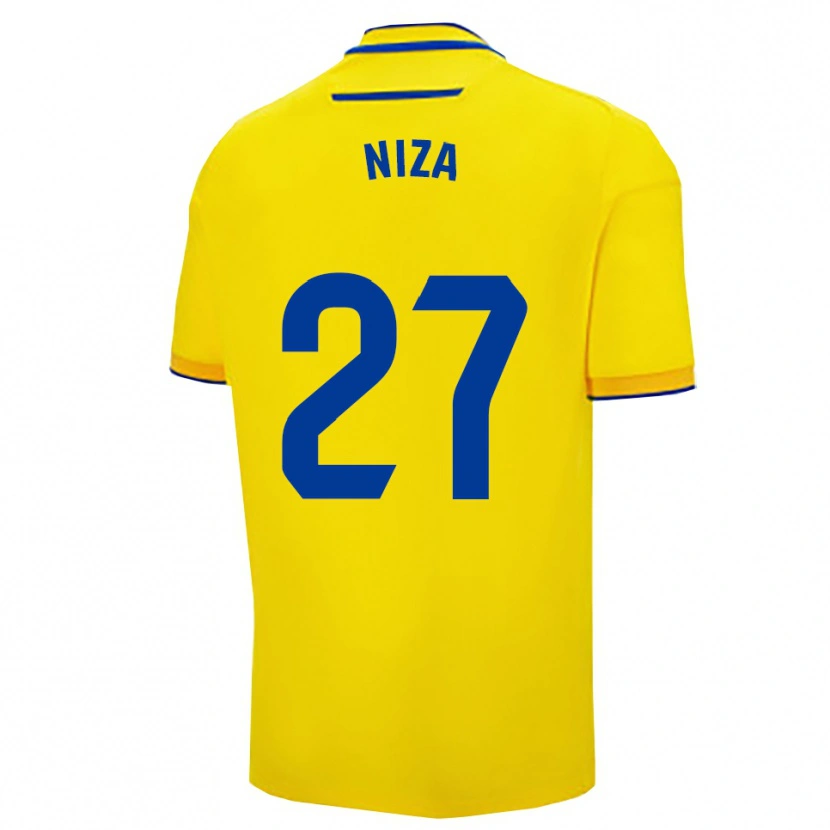Danxen Femme Maillot Sergio Niza #27 Jaune Marine Tenues Domicile 2025/26 T-Shirt