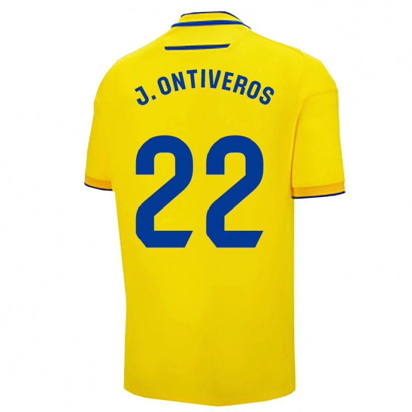 Danxen Femme Maillot Javi Ontiveros #22 Jaune Marine Tenues Domicile 2025/26 T-Shirt