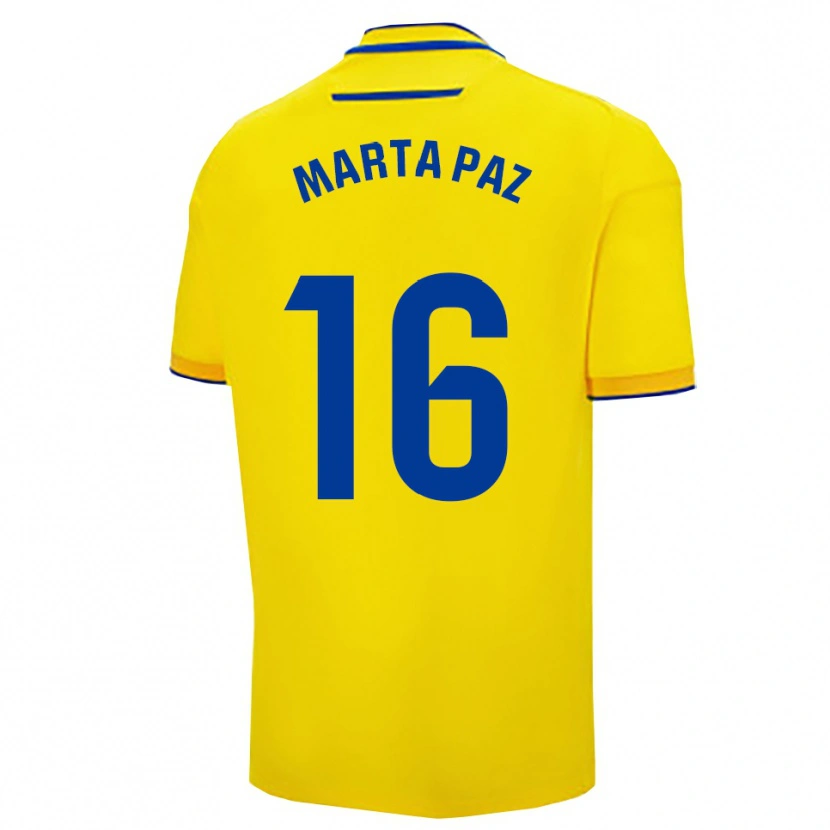 Danxen Femme Maillot Marta De Los Milagros Paz Cruz #16 Jaune Marine Tenues Domicile 2025/26 T-Shirt