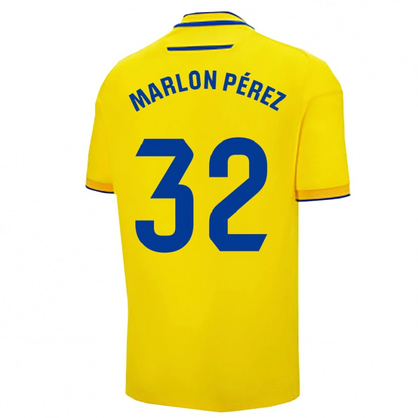 Danxen Femme Maillot Marlon Pérez #32 Jaune Marine Tenues Domicile 2025/26 T-Shirt
