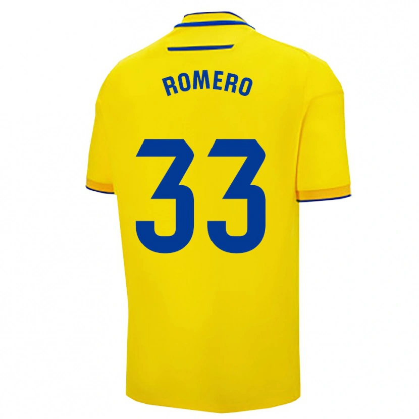 Danxen Femme Maillot Saúl Romero #33 Jaune Marine Tenues Domicile 2025/26 T-Shirt
