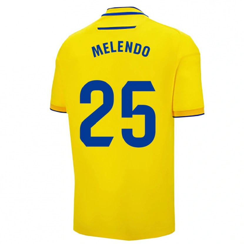 Danxen Femme Maillot Óscar Melendo #25 Jaune Marine Tenues Domicile 2025/26 T-Shirt