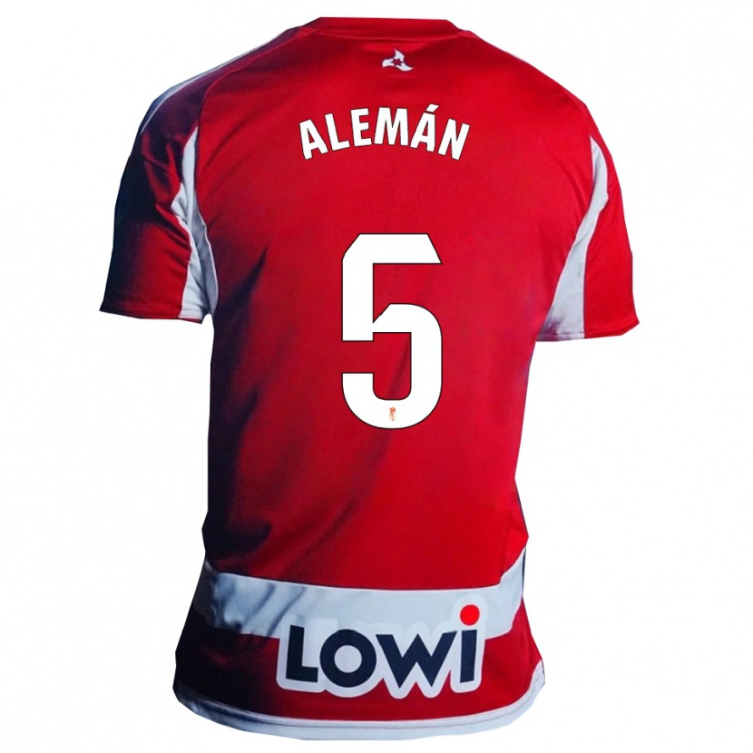 Danxen Femme Maillot Carlos Alemán #5 Rouge Blanc Tenues Domicile 2025/26 T-Shirt