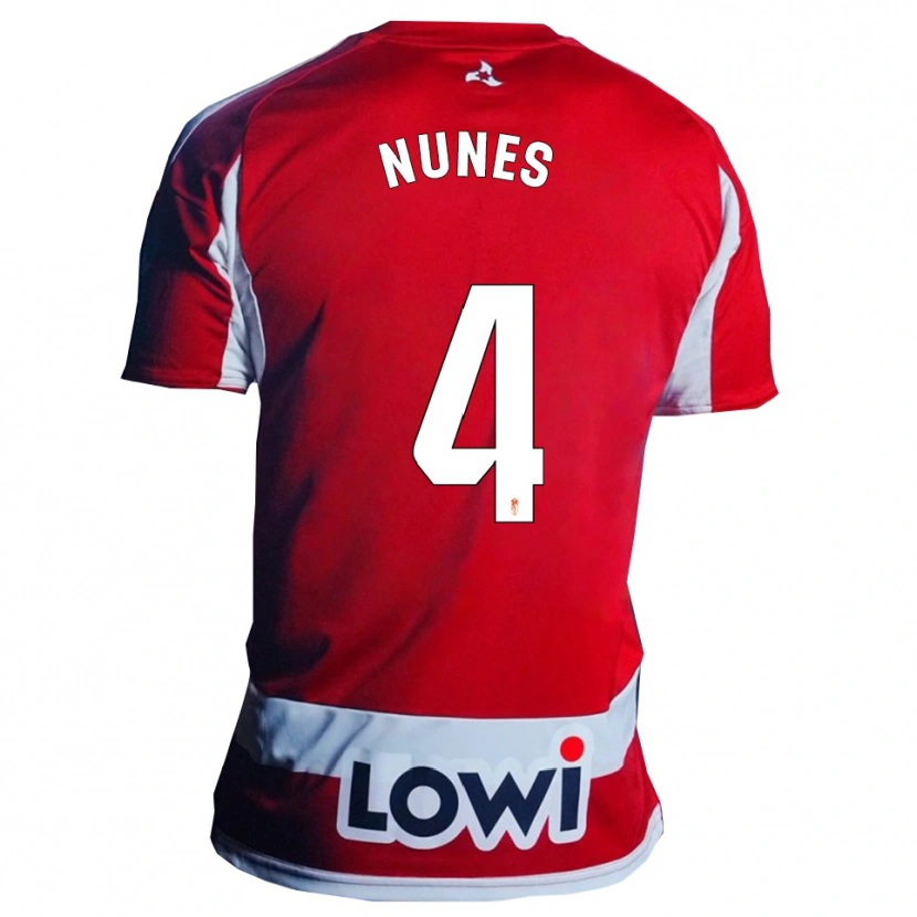 Danxen Femme Maillot David Nunes #4 Rouge Blanc Tenues Domicile 2025/26 T-Shirt