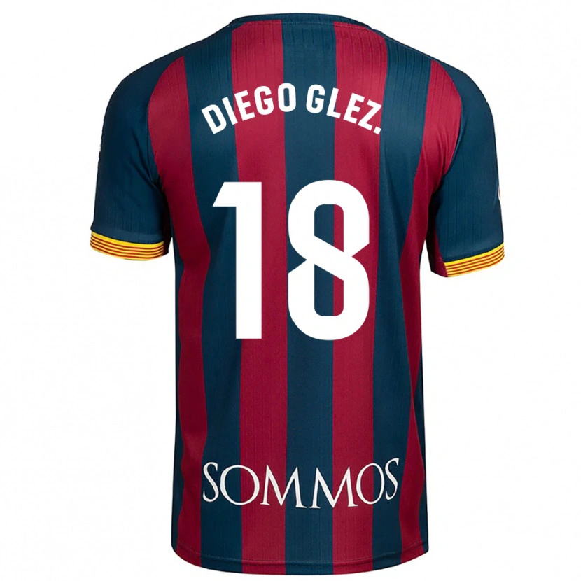 Danxen Femme Maillot Diego González #18 Marine Bleu Rouge Tenues Domicile 2025/26 T-Shirt