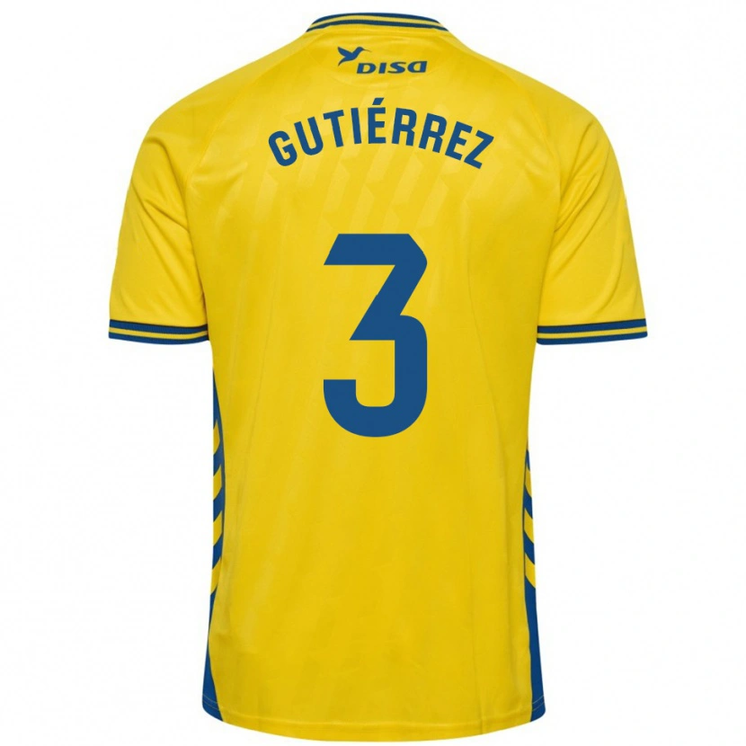 Danxen Femme Maillot Cristian Gutiérrez #3 Jaune Bleu Tenues Domicile 2025/26 T-Shirt