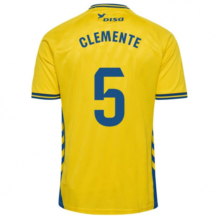 Danxen Femme Maillot Enrique Clemente #5 Jaune Bleu Tenues Domicile 2025/26 T-Shirt