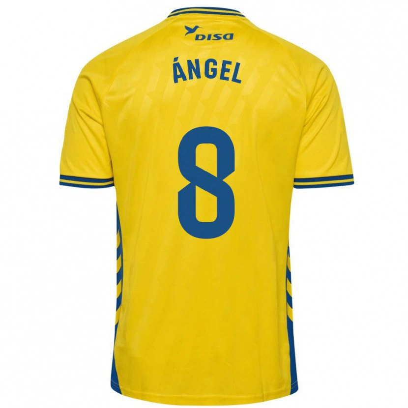 Danxen Femme Maillot José Ángel #8 Jaune Bleu Tenues Domicile 2025/26 T-Shirt
