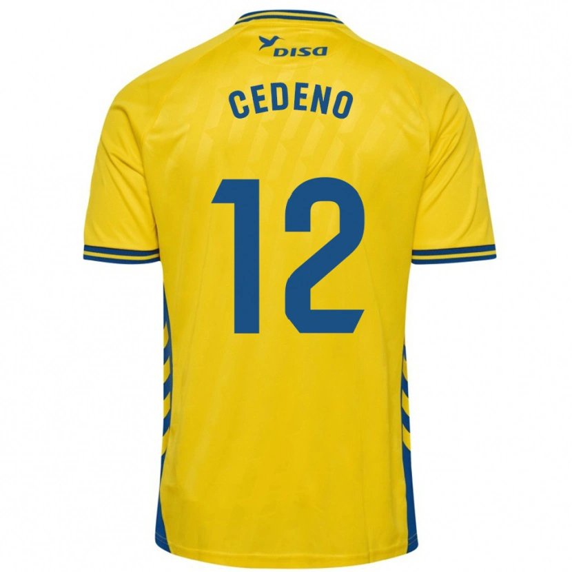 Danxen Femme Maillot Edward Cedeño #12 Jaune Bleu Tenues Domicile 2025/26 T-Shirt