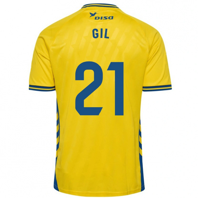 Danxen Femme Maillot Iván Gil #21 Jaune Bleu Tenues Domicile 2025/26 T-Shirt