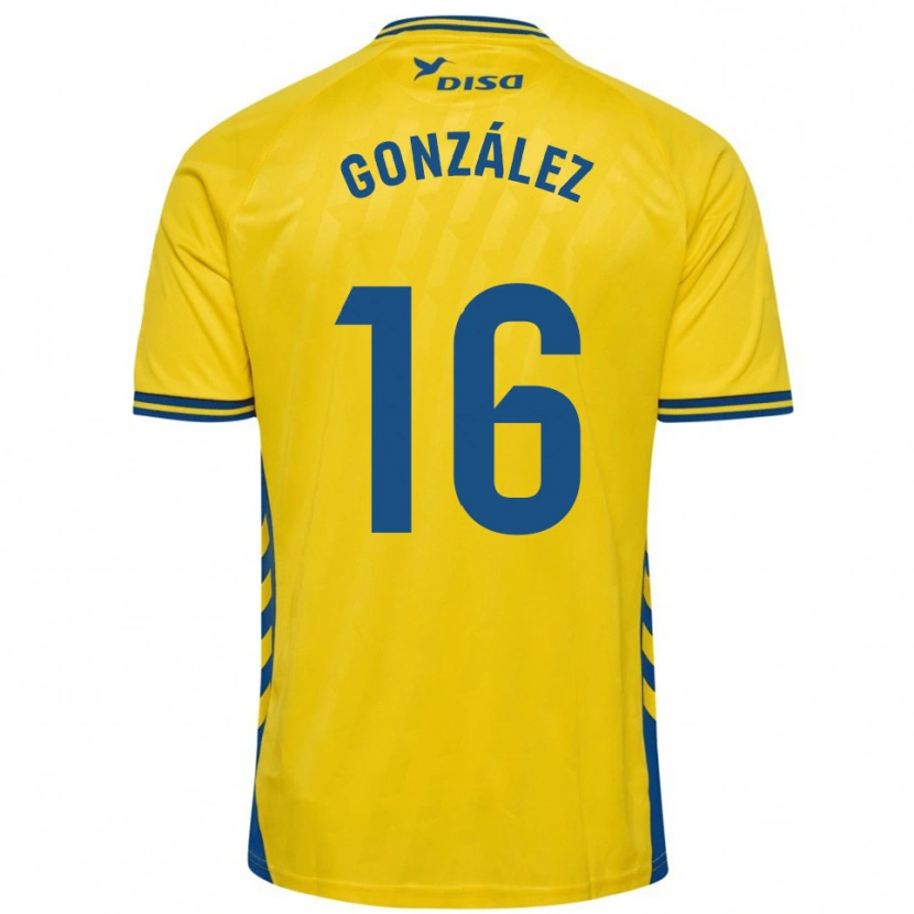 Danxen Femme Maillot Iñaki González #16 Jaune Bleu Tenues Domicile 2025/26 T-Shirt