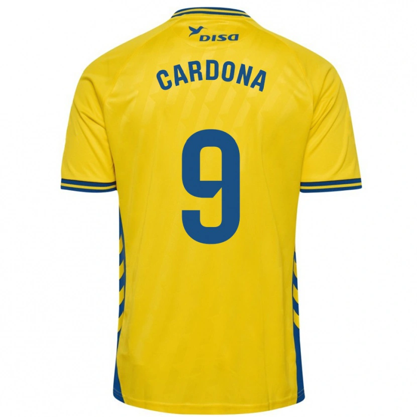 Danxen Femme Maillot Marc Cardona #9 Jaune Bleu Tenues Domicile 2025/26 T-Shirt