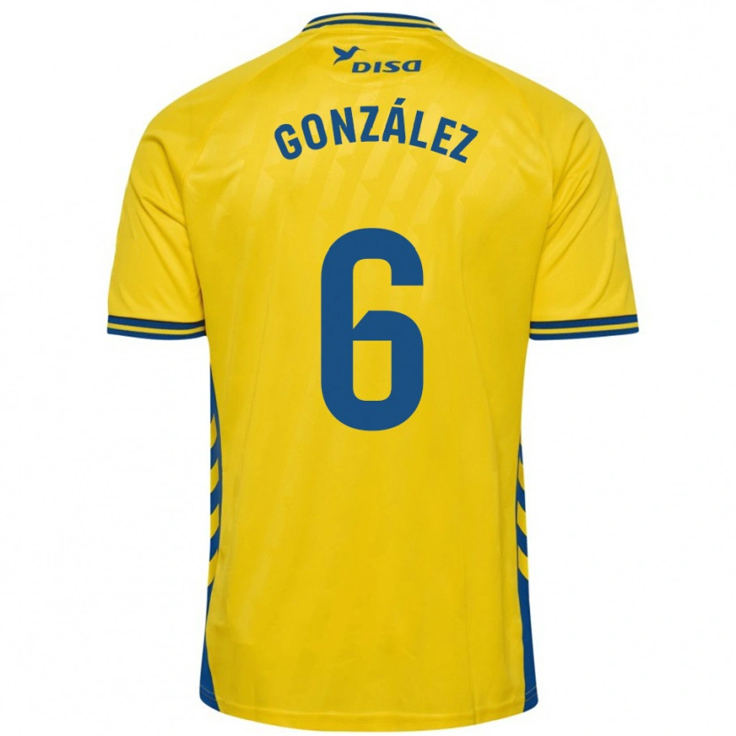 Danxen Femme Maillot Fabio González #6 Jaune Bleu Tenues Domicile 2025/26 T-Shirt