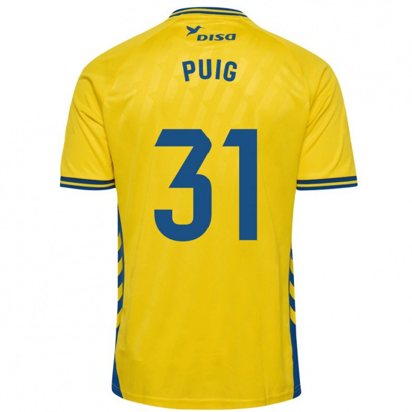 Danxen Femme Maillot Victor Puig #31 Jaune Bleu Tenues Domicile 2025/26 T-Shirt