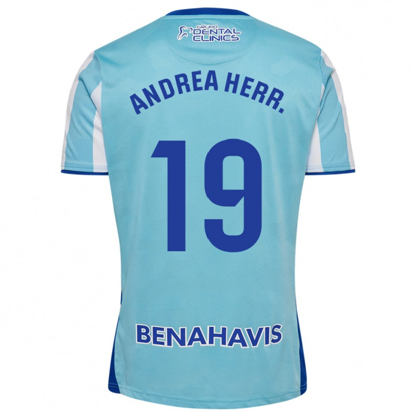 Danxen Femme Maillot Andrea Herrero Valiente #19 Bleu Ciel Blanc Tenues Domicile 2025/26 T-Shirt