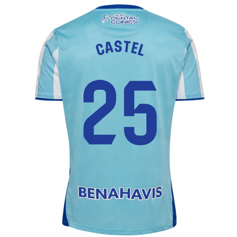 Danxen Femme Maillot Sergio Castel #25 Bleu Ciel Blanc Tenues Domicile 2025/26 T-Shirt