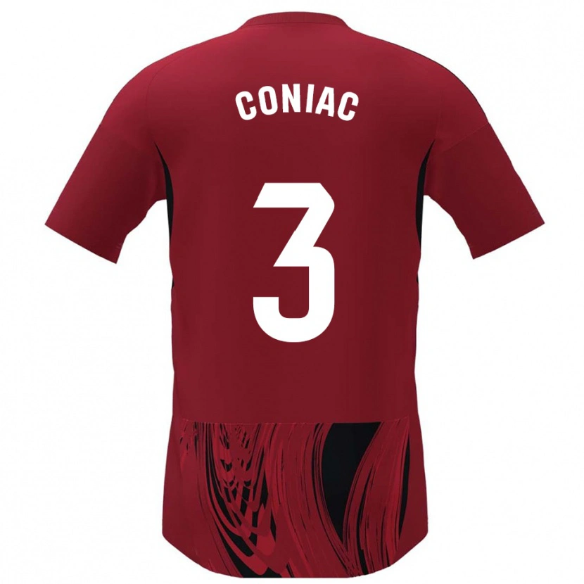 Danxen Femme Maillot Edu Coniac #3 Rouge Noir Tenues Domicile 2025/26 T-Shirt