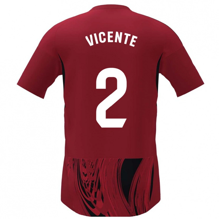 Danxen Femme Maillot David Vicente #2 Rouge Noir Tenues Domicile 2025/26 T-Shirt