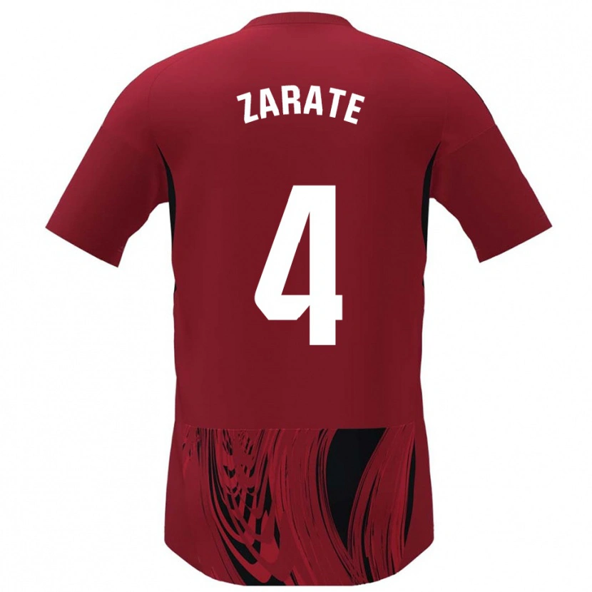 Danxen Femme Maillot Hugo Zárate #4 Rouge Noir Tenues Domicile 2025/26 T-Shirt