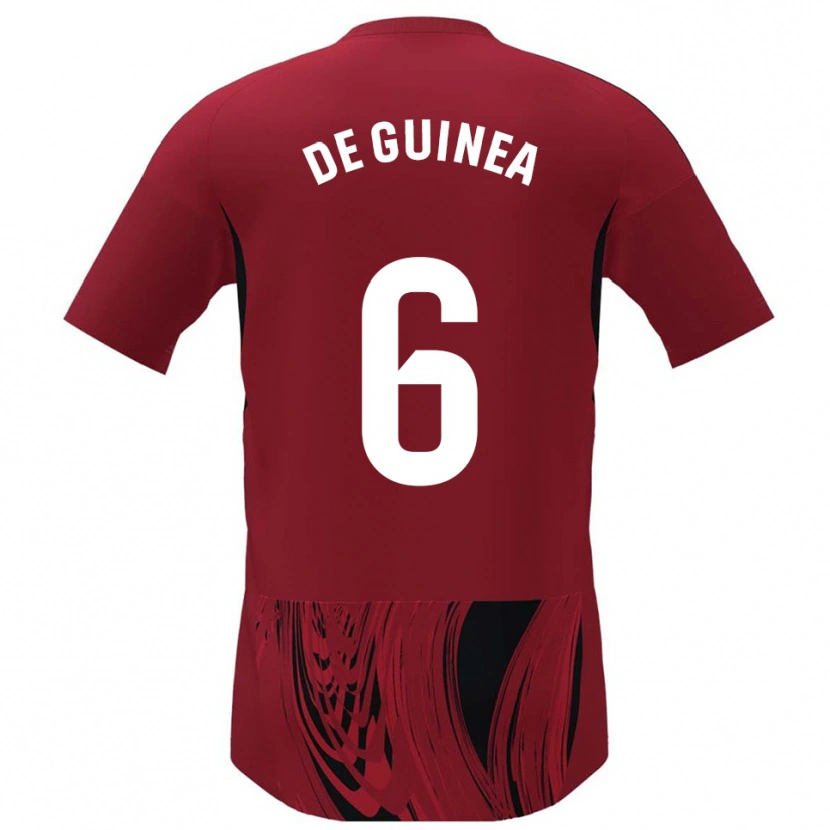 Danxen Femme Maillot Asier Ortiz De Guinea #6 Rouge Noir Tenues Domicile 2025/26 T-Shirt