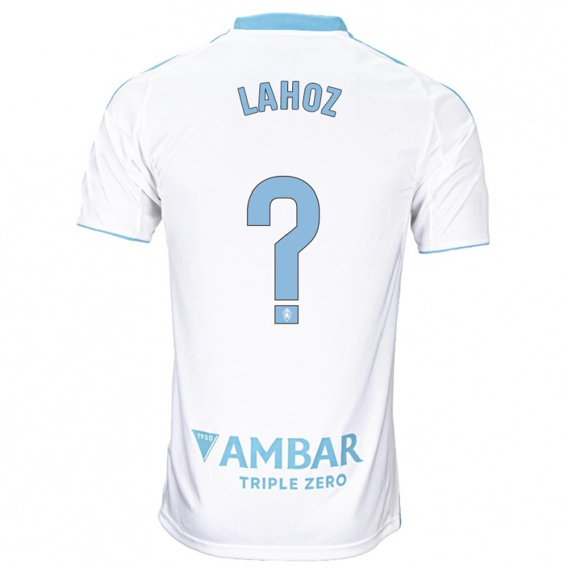 Danxen Femme Maillot Álvaro Lahoz #0 Blanc Bleu Ciel Tenues Domicile 2025/26 T-Shirt